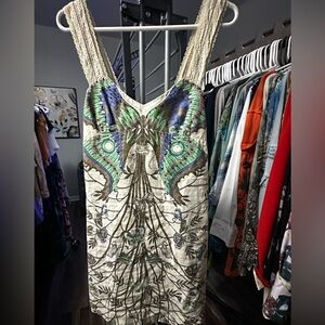 Free People Sz 6 Bohemian Sleeveless Dress with Intricate Design